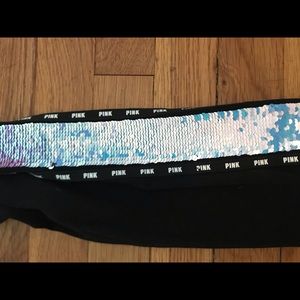 Black with iridescent sequin leggings by pink